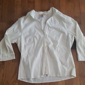 3/4 sleeve white collared blouse